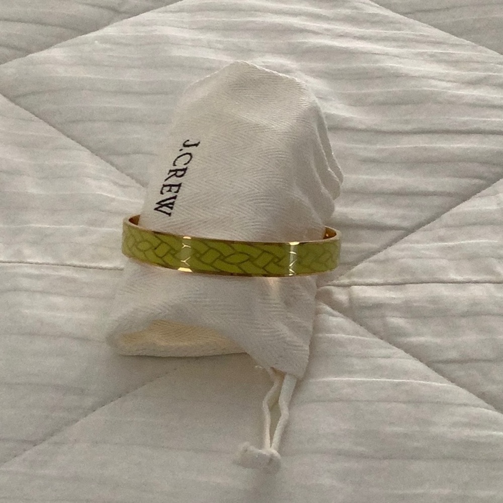 J. Crew Yellow & Gold Enamel Bangle Bracelet with Sleeper Bag